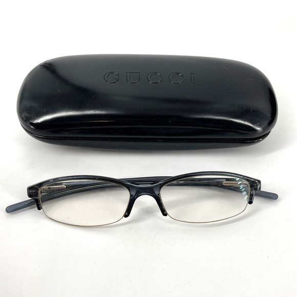 GUCCI GG 1505 ZN7 Eyeglass Frames Italy Half Rim 140 Clear Black Frame Side Logo - Picture 1 of 16